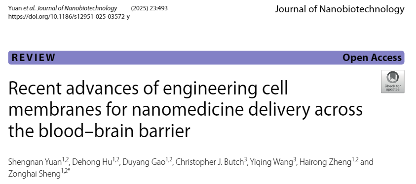 深圳先进院突破血脑屏障 细胞膜工程仿生纳米技术为脑病治疗开辟新路径