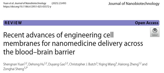 细胞膜工程仿生纳米技术 突破血脑屏障的脑病治疗新纪元